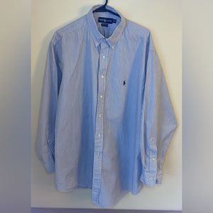 Polo Ralph Lauren Blue&Black Stripes Mens Dress Shirt Yarmouth 18 34/35